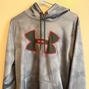 Under Armour Camo Gray Hoodie with Red Accents